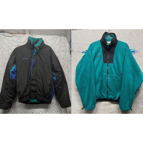 Vintage 90s Columbia Bugaboo 2 in 1 Black Ski Jacket Large - Picture 1 of 16